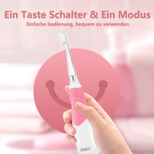 Load image into Gallery viewer, Seago SG-513 Elektrische Zahnbürste Kinder Baby Kinderzahnbürste Elektrisch ab 0-3 Jahre mit LED Licht Smart Timer Babyzahnbürste Wasserdicht IPX7 Schallzahnbürste (Baby Rosa)