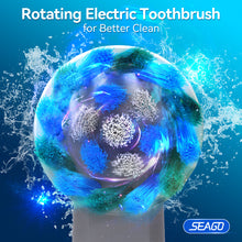 Load image into Gallery viewer, Seago Electric Toothbrush with 8 Round Brush Heads, Rotating Toothbrush with 5 Brushing Modes, Electric Sonic Toothbrush Teeth Whitening in 14 Days, for Adults and Children (Black)
