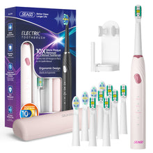 Load image into Gallery viewer, Seago Electric Toothbrush with 10 Toothbrush Heads, Travel Toothbrush with Travel Case & Toothbrush Holder, Smart Toothbrush with Timer - for Adults, Boys and Girls SG2316