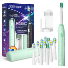 Load image into Gallery viewer, Seago Electric Toothbrush with 10 Toothbrush Heads, Travel Toothbrush with Travel Case & Toothbrush Holder, Smart Toothbrush with Timer - for Adults, Boys and Girls SG2316