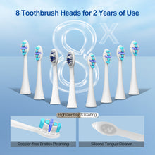 Load image into Gallery viewer, Seago Electric Toothbrush, Pressure Sensor Reminder and Brush Head Replacement Reminder, 8 Brush Heads and 2 Type Heads, 5 Modes and Seamless Button, Sonic Toothbrush for Adults, SG2753 (Blue)