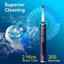 Load image into Gallery viewer, Seago Electric Toothbrush with 8 Round Brush Heads, Rotating Toothbrush with 5 Brushing Modes, Electric Sonic Toothbrush Teeth Whitening in 14 Days, for Adults and Children (Black)