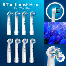 Load image into Gallery viewer, Seago Electric Toothbrush with 8 Round Brush Heads, Rotating Toothbrush with 5 Brushing Modes, Electric Sonic Toothbrush Teeth Whitening in 14 Days, for Adults and Children (Black)