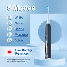 Load image into Gallery viewer, Seago Electric Toothbrush, Pressure Sensor Reminder and Brush Head Replacement Reminder, 8 Brush Heads and 2 Type Heads, 5 Modes and Seamless Button, Sonic Toothbrush for Adults, SG2753 (Blue)