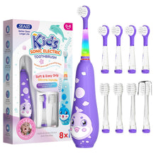 Load image into Gallery viewer, SEAGO Kids Electric Toothbrushes Rechargeable, Toddler Electric Toothbrush with Magnetic Charging, LED Observing Light, 8 Toothbrush Heads for Ages 2-4 -6 Boys Girls (Blue)