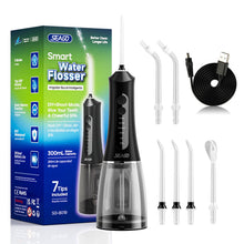 Load image into Gallery viewer, SEAGO Water Dental Flosser Cordless for Teeth, 5 Modes and 7 Nozzles, Dental Water Flosser 300ML, DIY Mode Memory Function, IPX7 Waterproof Dental Flosser, SG8019 Purple