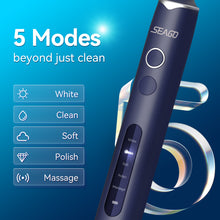 Load image into Gallery viewer, Seago Electric Toothbrush with 8 Round Brush Heads, Rotating Toothbrush with 5 Brushing Modes, Electric Sonic Toothbrush Teeth Whitening in 14 Days, for Adults and Children (Black)