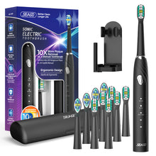 Load image into Gallery viewer, Seago Electric Toothbrush with 10 Toothbrush Heads, Travel Toothbrush with Travel Case & Toothbrush Holder, Smart Toothbrush with Timer - for Adults, Boys and Girls SG2316