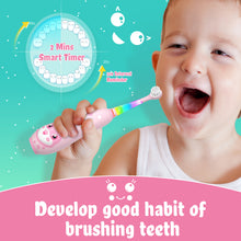 Load image into Gallery viewer, Seago Electric Toothbrush for Children 0-6 Years with Colorful LED Light, Smart Timer, Rechargeable Baby Toothbrush with 8 Soft Replacement Brush Heads, IPX7 Waterproof, SG2139