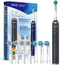 Load image into Gallery viewer, Seago Electric Toothbrush with 8 Round Brush Heads, Rotating Toothbrush with 5 Brushing Modes, Electric Sonic Toothbrush Teeth Whitening in 14 Days, for Adults and Children (Black)
