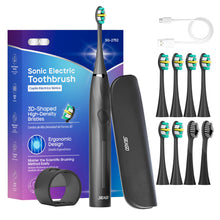 Load image into Gallery viewer, SEAGO Electric Toothbrush with 8 Soft Bristle Heads for Adults, Pressure Sensor, 5 Modes with 2 Minutes Build in Smart Timer, Rechargeable Travel Toothbrush with Brush Hold and Travel Case
