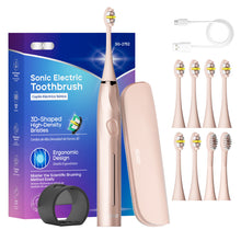 Load image into Gallery viewer, SEAGO Electric Toothbrush with 8 Soft Bristle Heads for Adults, Pressure Sensor, 5 Modes with 2 Minutes Build in Smart Timer, Rechargeable Travel Toothbrush with Brush Hold and Travel Case
