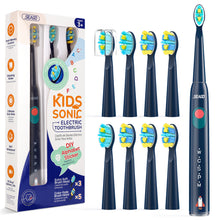 Load image into Gallery viewer, Seago electric toothbrush for children with extra soft bristles and 5 personal modes, 8 replacement heads, smart timer, rechargeable toothbrush for children (pink)
