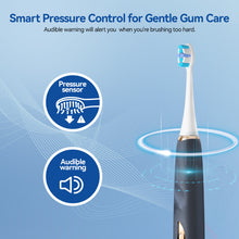 将图片加载到图库查看器，Seago Electric Toothbrush with Pressure Sensor - Whitening Toothbrush - 8 Brush Heads &amp; Replacement Reminder - 30 Days Standby &amp; USB Charging - 5 Cleaning Modes, Ultrasonic Toothbrush, SG2753 (Blue)
