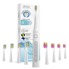 Load image into Gallery viewer, Seago Rechargeable Ultrasonic Toothbrush, Electric Toothbrushes Adults with 8 Brush Heads and Travel case, Once Full Charge Lasts for 30 Days, Electric Toothbrush with Timer Gift for Family, Black
