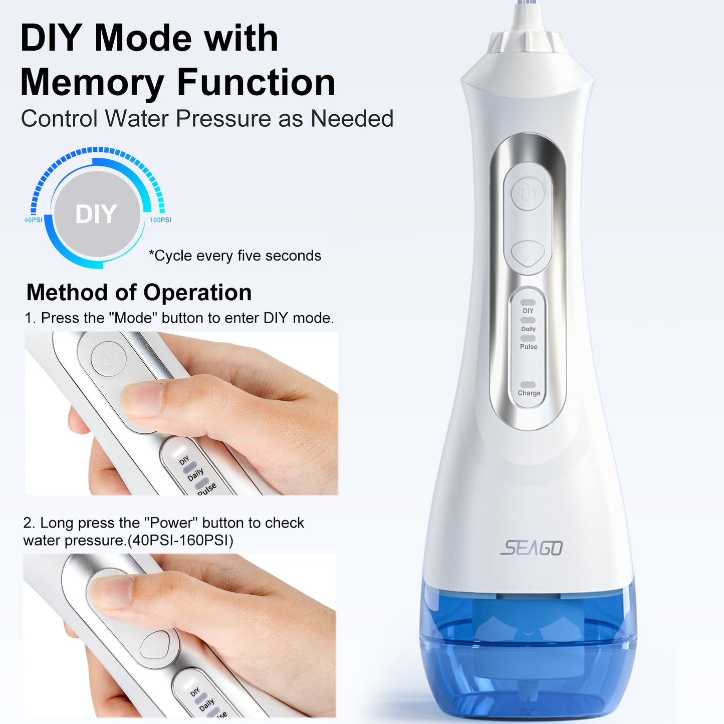 Seago Sg-833 Portable Oral Irrigator with DIY Modes