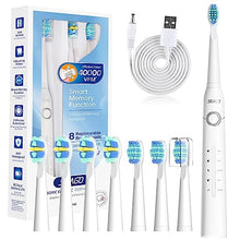 将图片加载到图库查看器，Seago Electric Toothbrush, Rechargeable Power Toothbrush with 8 Brush Heads, 40,000 VPM, 5 Cleaning Modes with Teeth Whitening, 30 Days Battery Life - Ideal for Adults &amp; Kids, SG-958(Black)
