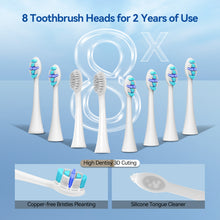 将图片加载到图库查看器，Seago Electric Toothbrush with Pressure Sensor - Whitening Toothbrush - 8 Brush Heads &amp; Replacement Reminder - 30 Days Standby &amp; USB Charging - 5 Cleaning Modes, Ultrasonic Toothbrush, SG2753 (Blue)
