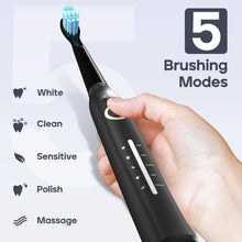 将图片加载到图库查看器，Seago Electric Toothbrush, Rechargeable Power Toothbrush with 8 Brush Heads, 40,000 VPM, 5 Cleaning Modes with Teeth Whitening, 30 Days Battery Life - Ideal for Adults &amp; Kids, SG-958(Black)
