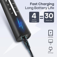 将图片加载到图库查看器，Seago Electric Toothbrush, Rechargeable Power Toothbrush with 8 Brush Heads, 40,000 VPM, 5 Cleaning Modes with Teeth Whitening, 30 Days Battery Life - Ideal for Adults &amp; Kids, SG-958(Black)
