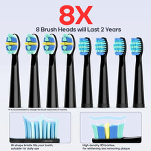 将图片加载到图库查看器，Seago Electric Toothbrush, Rechargeable Power Toothbrush with 8 Brush Heads, 40,000 VPM, 5 Cleaning Modes with Teeth Whitening, 30 Days Battery Life - Ideal for Adults &amp; Kids, SG-958(Black)
