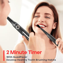 将图片加载到图库查看器，Seago Electric Toothbrush, Rechargeable Power Toothbrush with 8 Brush Heads, 40,000 VPM, 5 Cleaning Modes with Teeth Whitening, 30 Days Battery Life - Ideal for Adults &amp; Kids, SG-958(Black)
