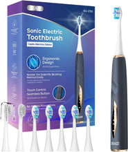 将图片加载到图库查看器，Seago Electric Toothbrush with Pressure Sensor - Whitening Toothbrush - 8 Brush Heads &amp; Replacement Reminder - 30 Days Standby &amp; USB Charging - 5 Cleaning Modes, Ultrasonic Toothbrush, SG2753 (Blue)
