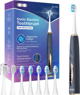 Seago Electric Toothbrush with Pressure Sensor - Whitening Toothbrush - 8 Brush Heads & Replacement Reminder - 30 Days Standby & USB Charging - 5 Cleaning Modes, Ultrasonic Toothbrush, SG2753 (Blue)