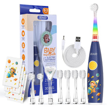 Load image into Gallery viewer, SEAGO Kids Electric Toothbrush Rechargeable with Smart Timer, LED Observing Light &amp; DIY Stickers for Toddlers Ages 2-4, Soft Bristles for Oral Care, USB Charging (Pink)
