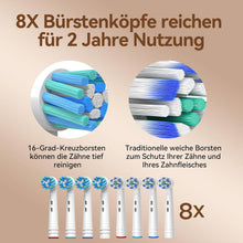 Load image into Gallery viewer, Seago Elektrische Zahnbürste mit 8 Runder Aufsteckbürsten, Rotierende Zahnbürste mit 5 Putzmodi, Elektrische Schallzahnbürste Zahnaufhellung in 14 Tagen, für Erwachsene Kinder(Schwarz)
