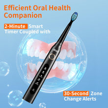 Load image into Gallery viewer, Seago Rechargeable Ultrasonic Toothbrush, Electric Toothbrushes Adults with 8 Brush Heads and Travel case, Once Full Charge Lasts for 30 Days, Electric Toothbrush with Timer Gift for Family, Black
