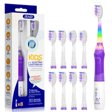 Load image into Gallery viewer, Seago Elektrische Zahnbürste Kinder mit 8 Extra Weiche Aufsteckbürste und 4 Persönliche Modi, LED Licht, Smart Timer, IPX7 Wasserdicht, Kinder Schallzahnbürste ab 3 Jahre, SG977
