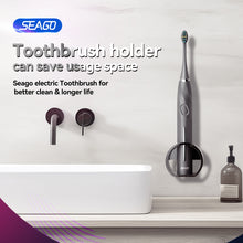 将图片加载到图库查看器，SEAGO Electric Toothbrush with 8 Soft Bristle Heads for Adults, Pressure Sensor, 5 Modes with 2 Minutes Build in Smart Timer, Rechargeable Travel Toothbrush with Brush Hold and Travel Case(Black)
