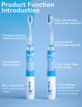 Load image into Gallery viewer, Seago Electric Toothbrush for Kids Ages 2 and Up, Children&#39;s Toothbrushes with 4 Extra Soft Brush Heads and LED Light, 4 Modes 24000VPM Smart Timer Sonic Toothbrush for Toddlers Girls Boys SG977 
