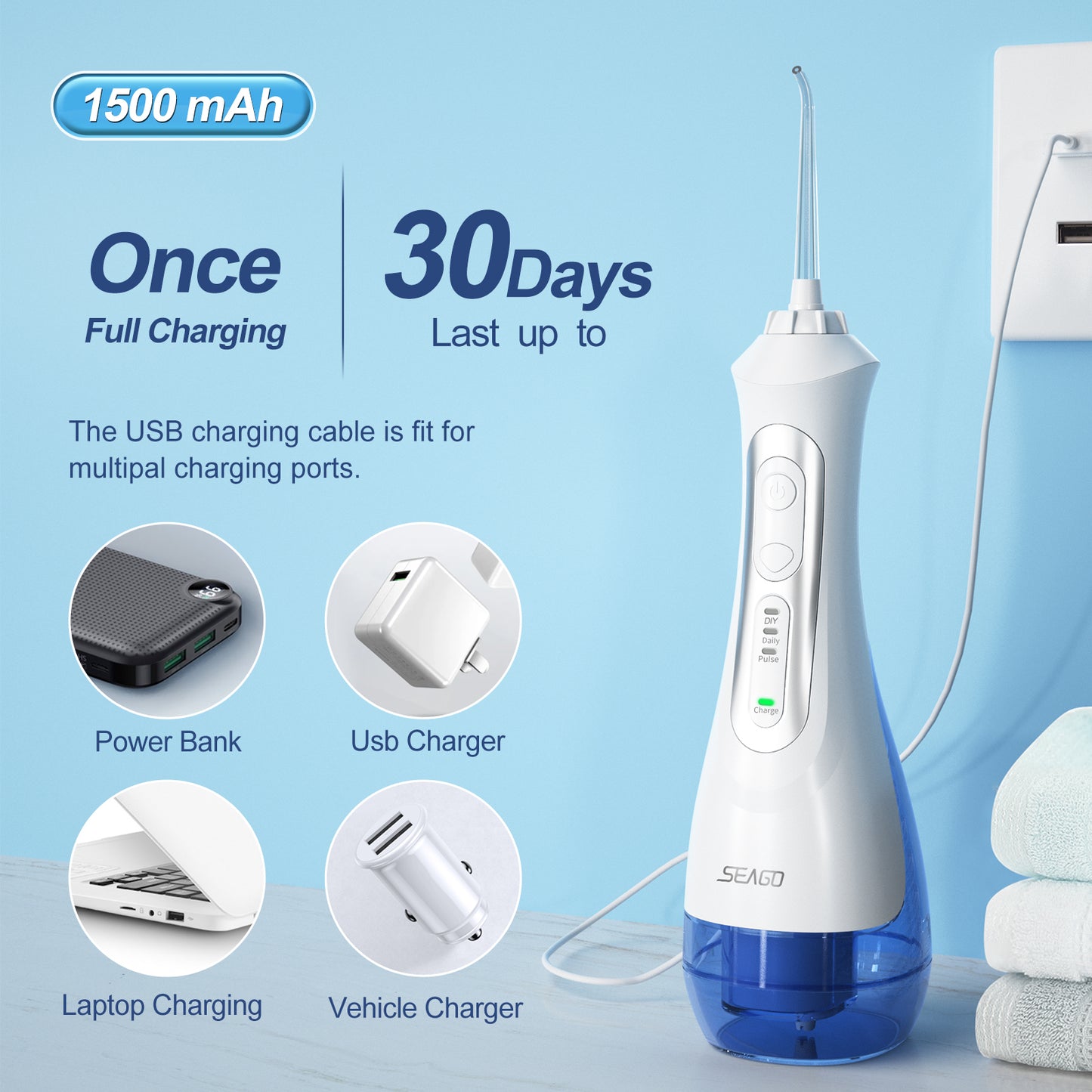 Seago Sg-833 Portable Oral Irrigator with DIY Modes