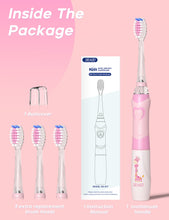 Load image into Gallery viewer, Seago Electric Toothbrush for Kids Ages 2 and Up, Children&#39;s Toothbrushes with 4 Extra Soft Brush Heads and LED Light, 4 Modes 24000VPM Smart Timer Sonic Toothbrush for Toddlers Girls Boys SG977 

