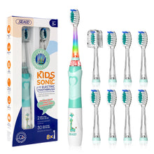 Load image into Gallery viewer, Seago Elektrische Zahnbürste Kinder mit 8 Extra Weiche Aufsteckbürste und 4 Persönliche Modi, LED Licht, Smart Timer, IPX7 Wasserdicht, Kinder Schallzahnbürste ab 3 Jahre, SG977
