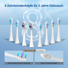 Load image into Gallery viewer, Seago Electric Toothbrush with Pressure Sensor - Whitening Toothbrush - 8 Brush Heads &amp; Replacement Reminder - 30 Days Standby &amp; USB Charging - 5 Cleaning Modes, Ultrasonic Toothbrush, SG2753 (Blue)
