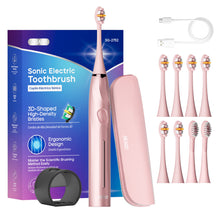 Load image into Gallery viewer, Electric Toothbrush, Seago Electric Toothbrush with Pressure Sensor, 40000 VPM, 8 Soft Brush Heads, 5 Modes, Sonic Toothbrush with Toothbrush Holder, Travel Case, for Adults, SG-2752 (Pink)
