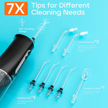 Load image into Gallery viewer, Cordless Oral Irrigator, SEAGO Portable Water Flosser Electric Tooth Cleaner 5 Modes &amp; 7 Nozzles, 300ML Water Tank Interdental Cleaner Oral Irrigator Test Winner IPX7 Waterproof Dental Irrigator for Travel &amp; Home
