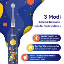 Load image into Gallery viewer, Seago Elektrische Zahnbürste Kinder ab 1 Jahr, Schallzahnbürste Kinder mit LED-Lichtern und DIY-Aufklebern, 8 Weiche BPA-freie Bürstenköpfe, Kinderzahnbürste für Baby 0 bis 3 Kleinkind, SG-2159
