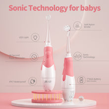 将图片加载到图库查看器，SEAGO Kids Electric Toothbrush Sonic Suitable for 0-3 Year Baby Safety BatteryTeeth Brush Waterproof  White LED Light Gift SG513
