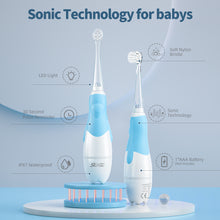 将图片加载到图库查看器，SEAGO Kids Electric Toothbrush Sonic Suitable for 0-3 Year Baby Safety BatteryTeeth Brush Waterproof  White LED Light Gift SG513
