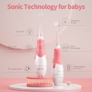 SEAGO Kids Electric Toothbrush Sonic Suitable for 0-3 Year Baby Safety BatteryTeeth Brush Waterproof  White LED Light Gift SG513