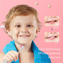 将图片加载到图库查看器，SEAGO Kids Electric Toothbrush Sonic Suitable for 0-3 Year Baby Safety BatteryTeeth Brush Waterproof  White LED Light Gift SG513
