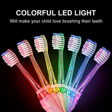 将图片加载到图库查看器，SEAGO Children Sonic Electric Toothbrush for 3-12 Ages Battery LED Sonic Kids Tooth Brush Smart Timer Replacement Brush Heads
