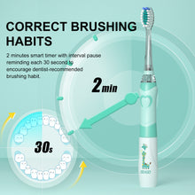 将图片加载到图库查看器，SEAGO Children Sonic Electric Toothbrush for 3-12 Ages Battery LED Sonic Kids Tooth Brush Smart Timer Replacement Brush Heads
