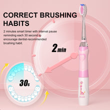 将图片加载到图库查看器，SEAGO Children Sonic Electric Toothbrush for 3-12 Ages Battery LED Sonic Kids Tooth Brush Smart Timer Replacement Brush Heads
